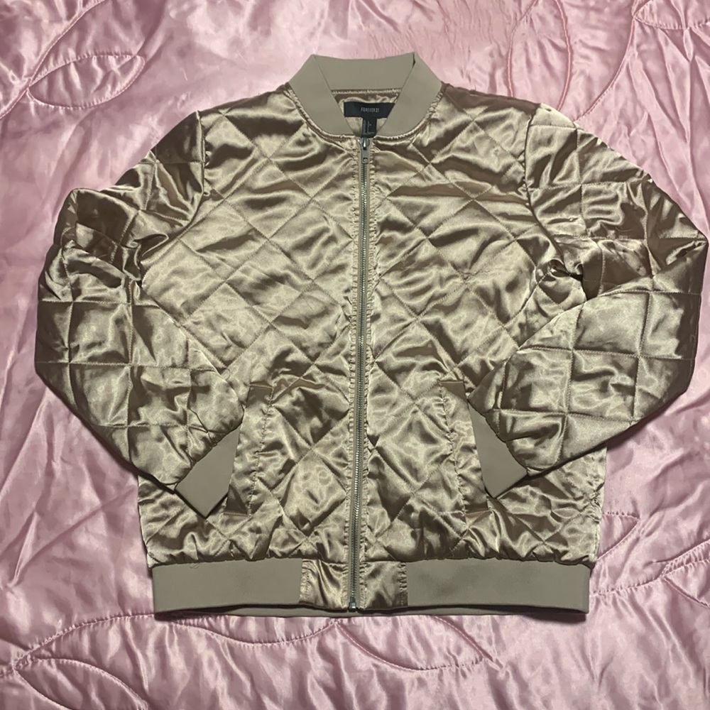Gold Quilted Bomber Jacket